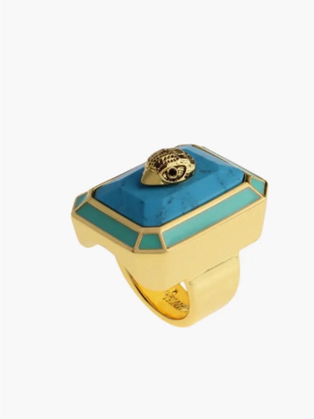 Kurt Geiger Gold-Tone Ring with Mint Enamel & Turquoise Stone - Picture 7 of 7